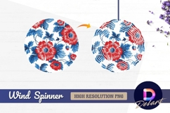 Red and blue floral round wind spinner png Product Image 1