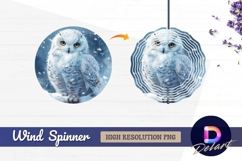 Snowy owl in winter scene Round Wind Spinner PNG Product Image 1