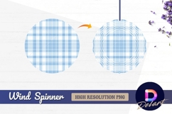 Light blue and white plaid pattern Round Wind Spinner PNG Product Image 1
