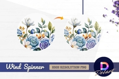 Watercolor floral arrangement Round Wind Spinner PNG Product Image 1