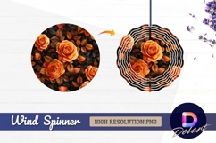 Orange roses seamless pattern dark Round Wind Spinner PNG Product Image 1