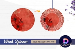 Red floral grunge background round wind spinner png Product Image 1