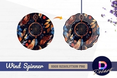 Dreamcatcher with feathers and floral Round Wind Spinner PNG Product Image 1