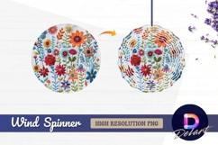 Embroidered flower garden colorful round wind spinner png Product Image 1