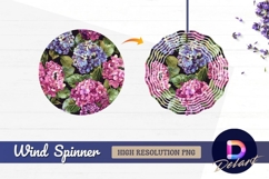 Hydrangea watercolor floral pattern round wind spinner png Product Image 1