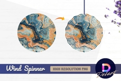 Blue orange gold abstract marble Round Wind Spinner PNG Product Image 1