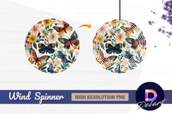 Colorful butterflies and flowers Round Wind Spinner PNG Product Image 1