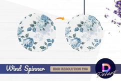 Blue roses floral pattern Round Wind Spinner PNG Product Image 1