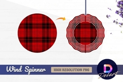Red and black plaid textile Round Wind Spinner PNG Product Image 1