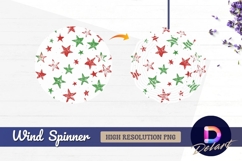 Red and green star pattern background Round Wind Spinner PNG Product Image 1