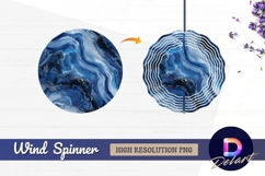 Blue agate stone gold veins abstract Round Wind Spinner PNG Product Image 1