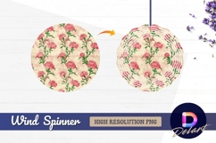 Pink carnation floral repeat pattern round wind spinner png Product Image 1