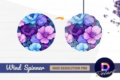 Floral pattern blue purple Round Wind Spinner PNG Product Image 1