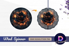 Dark rose fire wood background Round Wind Spinner PNG Product Image 1