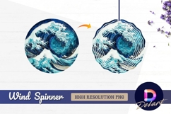 Artistic wave painting circular Round Wind Spinner PNG Product Image 1