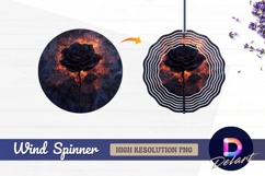 Dark rose blooming against fiery Round Wind Spinner PNG Product Image 1