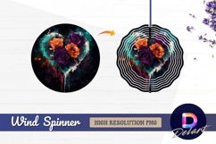 Watercolor roses in heart Round Wind Spinner PNG Product Image 1