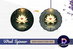 Lotus heart in forest lake reflection Round Wind Spinner PNG Product Image 1