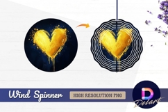 Golden heart with paint splatter Round Wind Spinner PNG Product Image 1