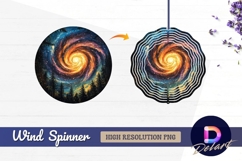 Galaxy swirl above trees Round Wind Spinner PNG Product Image 1