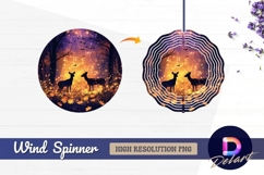 Deer silhouette in a magical flower Round Wind Spinner PNG Product Image 1