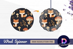 Cute foxes and mushrooms Round Wind Spinner PNG Product Image 1