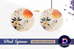 Floral arrangement with orange circle Round Wind Spinner PNG Product Image 1