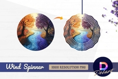 Colorful river flowing between two Round Wind Spinner PNG Product Image 1