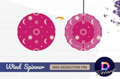 Pink sky celestial pattern sun moon Round Wind Spinner PNG Product Image 1