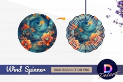 Abstract flowers butterflies Round Wind Spinner PNG Product Image 1