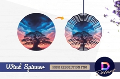 Solitary tree against dramatic sky Round Wind Spinner PNG Product Image 1