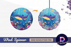 Colorful whale and fish underwater Round Wind Spinner PNG Product Image 1