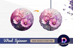 Pink cosmos flowers with butterfly Round Wind Spinner PNG Product Image 1