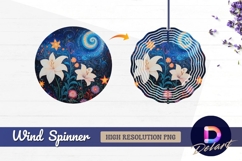 Night garden with lilies and Round Wind Spinner PNG Product Image 1