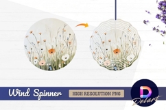 Painted floral field with Round Wind Spinner PNG Product Image 1