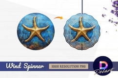 Golden starfish underwater Round Wind Spinner PNG Product Image 1