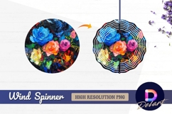 Colorful roses artistic impressionist Round Wind Spinner PNG Product Image 1