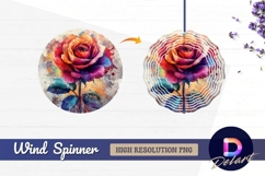 Watercolor rose floral art with Round Wind Spinner PNG Product Image 1