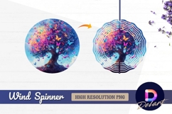 Butterfly tree with colorful leaves Round Wind Spinner PNG Product Image 1