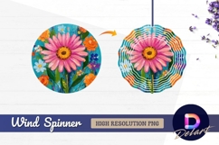Colorful flower painting Round Wind Spinner PNG Product Image 1