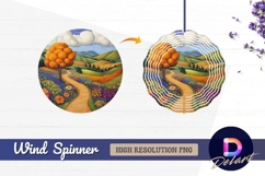 Whimsical landscape with winding Round Wind Spinner PNG Product Image 1