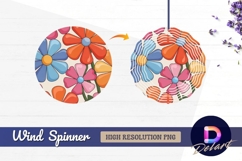 Colorful round wind spinner png flower pattern design Product Image 1