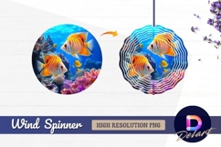 Tropical fish and coral reef Round Wind Spinner PNG Product Image 1