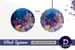 Colorful coral reef with fish and Round Wind Spinner PNG Product Image 1