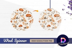 Cute fox and mushroom autumn Round Wind Spinner PNG Product Image 1
