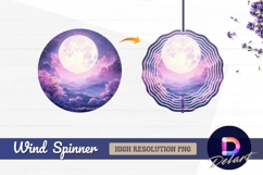 Fantasy landscape with moon and Round Wind Spinner PNG Product Image 1