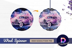 Watercolor antique car with Round Wind Spinner PNG Product Image 1