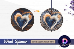 Abstract heart painting on wood Round Wind Spinner PNG Product Image 1
