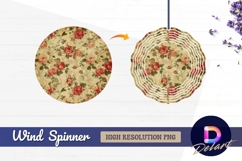 Vintage floral pattern with red roses Round Wind Spinner PNG Product Image 1