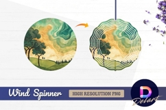 Painted landscape Round Wind Spinner PNG Product Image 1